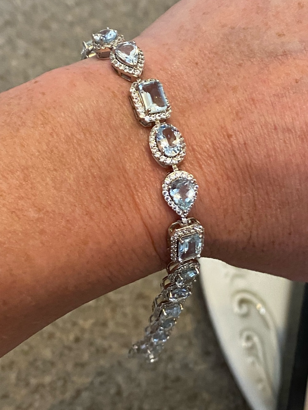 Aquamarine Topaz Sterling Silver Tennis Bracelet 925
